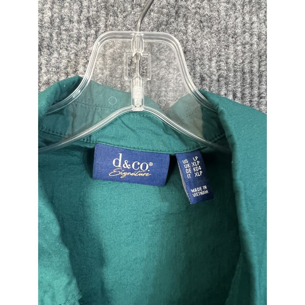Denim & Co. Signature Poplin Tunic w/ Rhinestone Womens Large Petite Green - Picture 6 of 12
